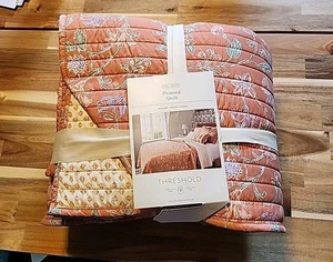 Trapunta Soglia Completa Regina Floreale Boho Stampata Reversibile Bronzo - Foto 1 di 2