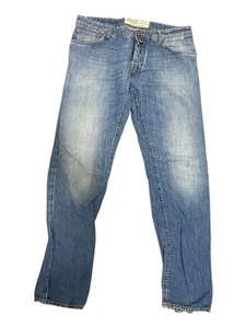 Jeans Jacob Cohen Italia pantaloni denim blu di lusso fatti a mano taglia 35 uomo - Foto 1 di 7