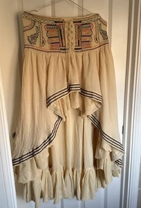 Free People Embroidered Ruffle Skirt - Size XXS (Waist 29cms) - Picture 1 of 5