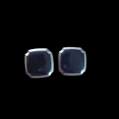 Vintage Hickok USA Cufflinks Gold Tone Blue Lucite - Image 1 of 4
