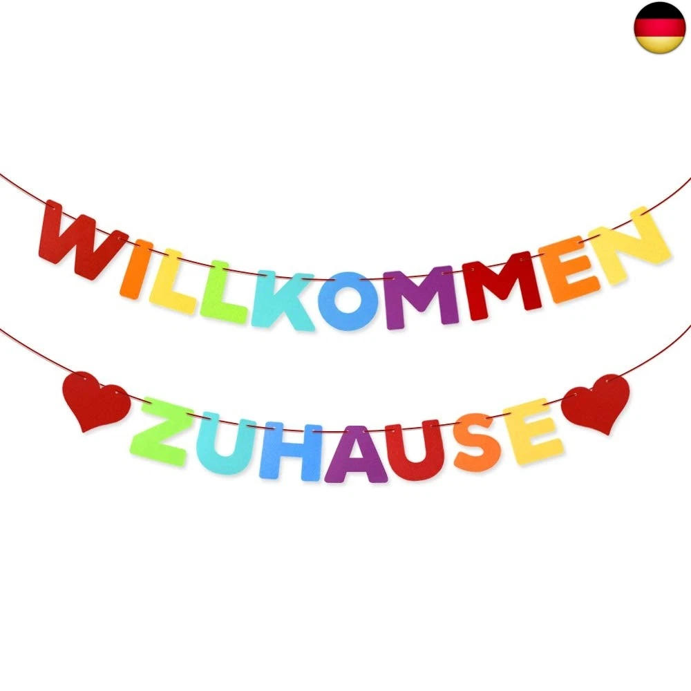 CPRNQY Welcome Home Banner – Willkommens-Deko Für Heimkehr-Party In Schwarz-Rot Mit Herzen