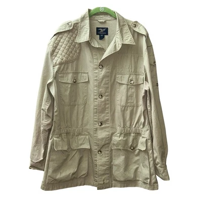 Jaqueta Willis Geiger cáqui campo utilitário The Hemingway masculina tamanho 44 100 algodão - Imagem 1 de 4