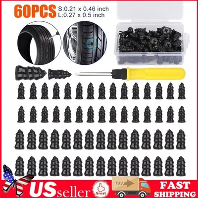 Juego de herramientas de tornillo de goma para reparación de neumáticos de aspiradora de automóvil 60 piezas + destornillador con caja Foto 1 de 4