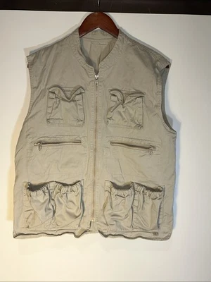 Vintage Fishing Hunting Field  Vest Fisherman Photographer Beige Unknown Label - Image 1 of 4