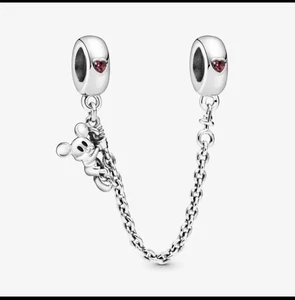 Pandora x Disney, Climbing Mickey Safety Chain 797173CZR Silver - Picture 1 of 4