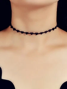 Black Heart Choker Tattoos Necklace Gothic Grunge Collar Retro Punk Jewellery - Picture 1 of 9