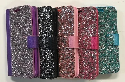 Funda Cartera Cuero Diamante Rock Bling para Samsung J3 Emerge + Vidrio Templado Foto 1 de 2