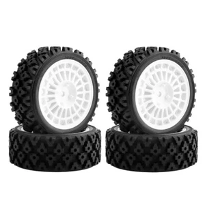 4x Rubber Wheel Rim Tires Tyres for Tamiya TT01/TT02/XV-01/XV02/HPI 1/10 RC Car - Picture 1 of 7