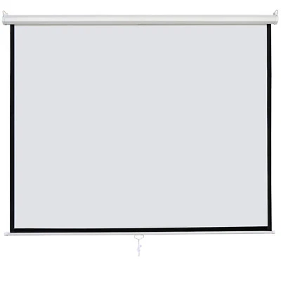 Movie Theater 1:1 Manual Pull 120" Down Projection Screen Matte White Home HD - Image 1 of 4