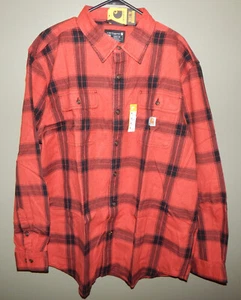 Camicia di flanella uomo Carhartt pesante vestibilità ampia a quadri LS taglia XL 105439 rossa - Foto 1 di 5