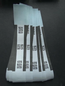 10 - Black $25 Cash Money Self-Sealing Straps Currency Bands - Picture 1 of 1