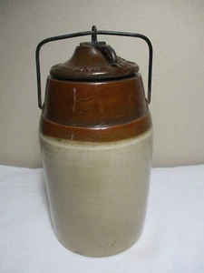 8 1/4" THE WEIR STONEWARE CROCK JAR MARCH 1st. 92, APRIL 16, 1901 with LID #2 - Picture 1 of 6