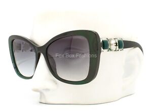 Chanel 5445H 1672/S6 Butterfly Sunglasses Crystal Dark Green w/ Glass Pearls 