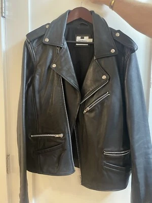 TOPMAN Chaqueta Motera Negra Talla Grande Piel de Oveja Cuero  Foto 1 de 3