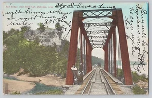 Red Railroad Bridge Near Rock Cut Dubuque IA Postcard - Picture 1 of 2
