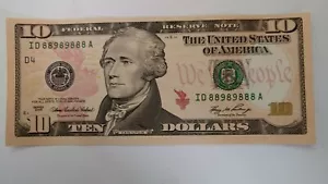 FR 2040D 2006 FEDERAL RESERVE NOTE UNCIRCULATED UNIQUE SERIAL # ID 88989888 A. - Picture 1 of 4