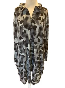 IC By Connie K Size 3X Lagenlook Zip Tunic Knit Dress Cozy Relaxed Hip Pockets - Picture 1 of 10