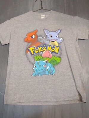 VINTAGE Pokemon Shirt Boys Large 14-16 Gray Graphic Catch Them All - Image 1 of 4