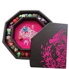  - - Fire Dragon - Dice Tray - 8" Octagon with Lid and Dice Staging Area- Pink