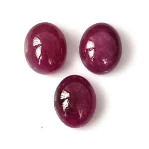 Red Ruby Cabochon Unheated 10X8 mm Oval Natural Calibrated Gemstone 3 Pieces Lot - Picture 1 of 4