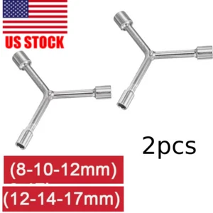 2PCS Y-Shaped 3 Way Socket Wrench 8 10 12 14 17mm Bike Cycling Repairing Tool - Picture 1 of 17