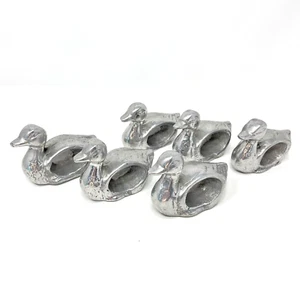 Juego de 6 servilleteros de metal peltre plateado vintage para patos aves acuáticas - Imagen 1 de 10