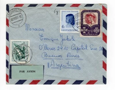 LUXEMBOURG TO ARGENTINA, AIR MAIL COVER, LARROCHETTE CANCEL, VF - Image 1 of 2