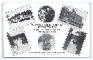 Wintersport Holland Hotel Huron Wald Ost Tawas MI Michigan Postkarte A2 - Bild 1 von 2