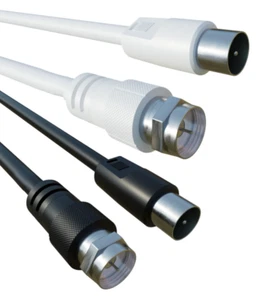 F Plug to Coax Cable Sky Free Sat Satellite TV Television Lead RG59 75 Ohm - Picture 1 of 13
