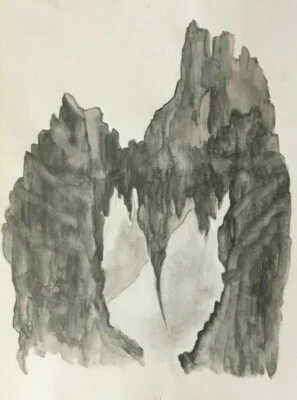 Obra de arte original firmada por CORAZÓN abstracta de 9" x 12" ~ Lori Clark grafito dibujo ahora Foto 1 de 4