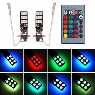 Juego de kit de bombillas LED H3 que cambian de color con control remoto Foto 1 de 4