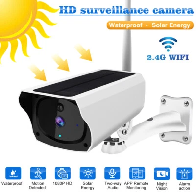 HD 1080P Wireless Solar Power WiFi Outdoor Home Security IP Camera Night Vision - Image 1 of 4