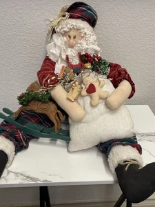 Vintage Handmade Santa Plush 30” Tall Sitter RARE 7/25 signed 'L' 1992 TOY BAG - Picture 1 of 18