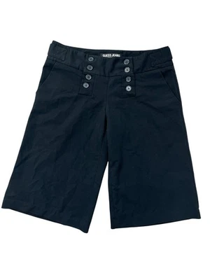 Vtg Guess Sailor Buttons Wide Leg Crop Black Pants Size 29 90s Y2K Minimalist - Image 1 of 4