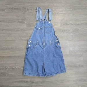 Vintage Jordache Blue Jean Denim Overall Shorts Shortalls Zip Womens Size Medium - Picture 1 of 17