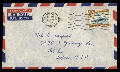 Mayfairstamps Rhodesia and Nyasaland 1963 Kitwe to Del Rio TX cubierta au_77401 Foto 1 de 2