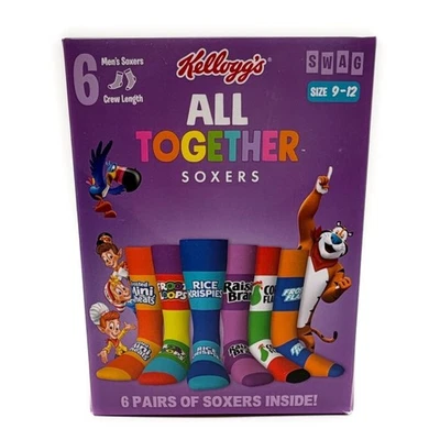 Kellogg’s Cereal Crew Socks Mens Swag Soxers Froot Loops Frosted Corn Flakes - Image 1 of 4
