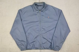 Vintage 90s Polo Ralph Lauren Harrington Jacket Mens L Blue Cotton Made USA - Picture 1 of 8