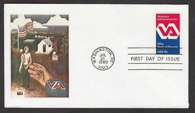 #1825 15c Veterans Administration 50th Anniv - Bittings FDC - Image 1 of 2