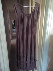 Vestido Chadwicks Marrón Rayón Arrugado, Cuello en V, Pullover, Fácil Drape Pequeño Grande - Imagen 1 de 7