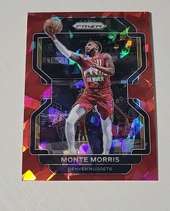 2021-22 NBA Prizm Monte Morris #16 Red Cracked Ice Denver Nuggets - Picture 1 of 3