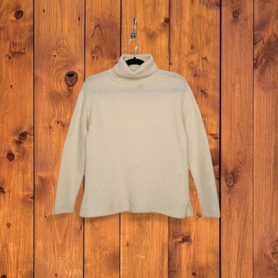 Suéter Vintage Jeanne Pierre Pequeño Angora Lana de Cordero Cuello Alto Pequeña Abuela Foto 1 de 4