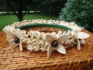De Colección Tejido Luahala Kukui Cabeza de Nuez Corona Lei Polinesia Isla Hawaiana Boda - Imagen 1 de 8