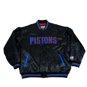 Vintage Detroit Pistons Jacke schwarz Satin Chalk Line G-III Carl Banks Herren 3XL - Bild 1 von 10