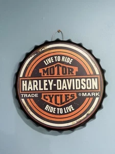 Harley Davison’s Schild Bier Kronkorken Metall Garage Bar Deko Mann Höhle Papa Geschenk - Bild 1 von 2