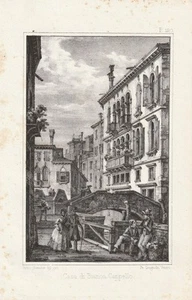 c1840 Casa di Bianca Cappello Venezia Venedig Lithographie-Ansicht P. Chevalier - Picture 1 of 1