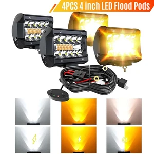 4in LED Cube Pods Off Road Driving Lights White/Amber Flash Strobe for SUV ATV m - Picture 1 of 8