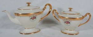 RARE! ANTIQUE LENOX "THE MOUNT VERNON" PATTERN 743 TEAPOT & COVERED SUGAR MINT - Picture 1 of 14