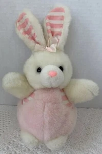 VTG America Wego Overall Easter Bunny Rabbit Plush Stuffed Animal Toy Pink 8” - Picture 1 of 9