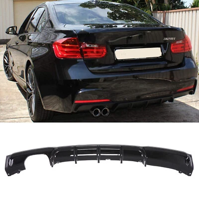 For BMW 3 Series F30 F31 Rear Diffuser Exhaust Trim Twin Pipes GLOSS BLACK - Image 1 of 4